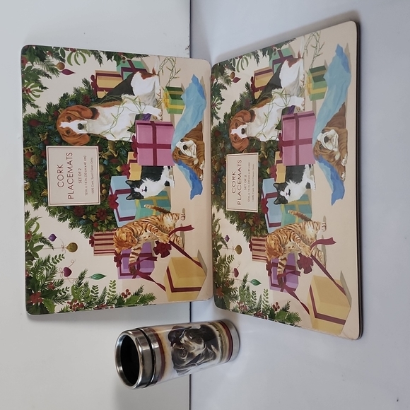 2 New Sets, of 2 Cork Placemats and Ideaman Travel Mug. - Picture 1 of 14